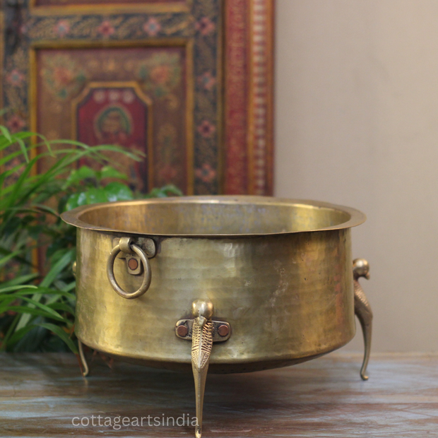 Brass Vintage Carved Planter