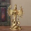 18-Armed Brass Goddess Durga Mahishasuramardini | Durga Sculpture
