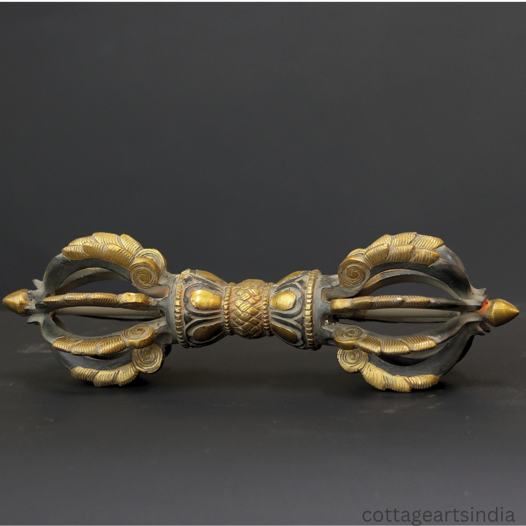 Brass Dorje Vajra – Matte Black & Antique Gold Finish