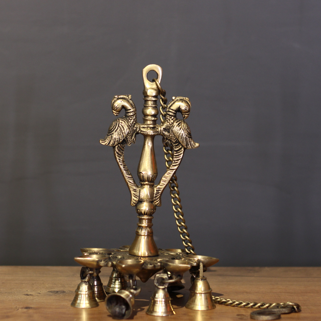 Brass Parrot Oil Hanging Diya
