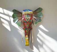 Wooden Painted Elephant Wall Hanging