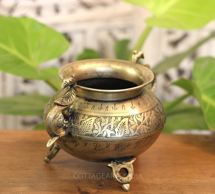 Brass Vintage Carved Planter