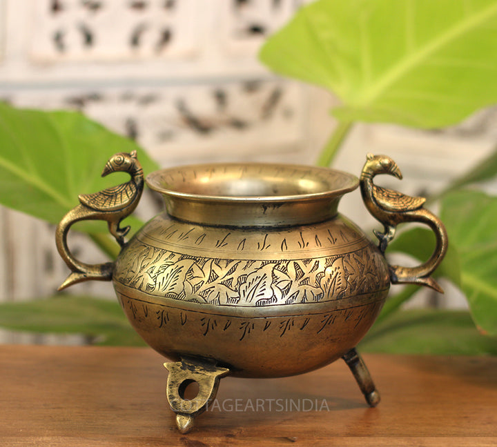 Brass Vintage Carved Planter