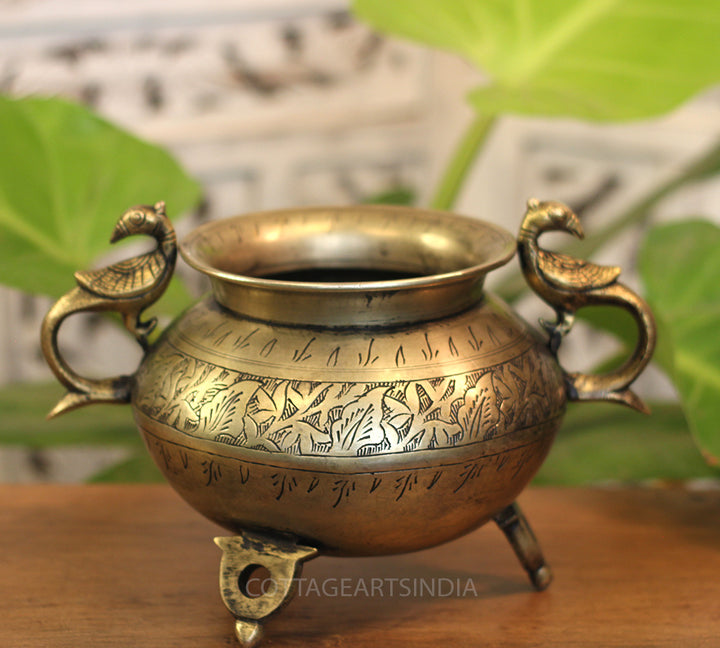 Brass Vintage Carved Planter