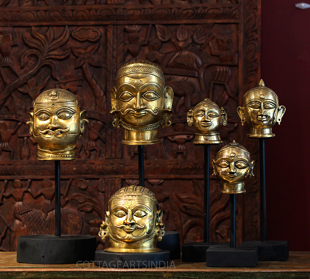 Set of Six -Brass Mukhlingams and Gauri Head