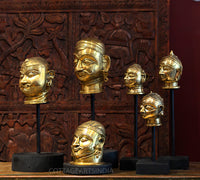 Set of Six -Brass Mukhlingams and Gauri Head