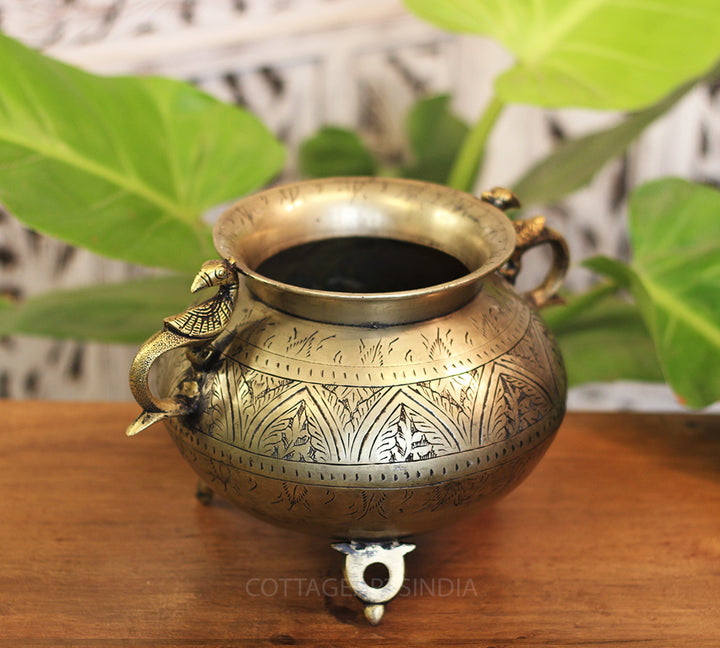 Brass Vintage Carved Planter
