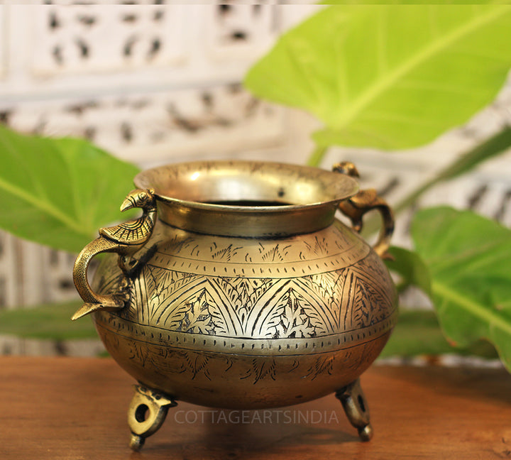 Brass Vintage Carved Planter