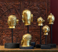 Set of Six -Brass Mukhlingams and Gauri Head