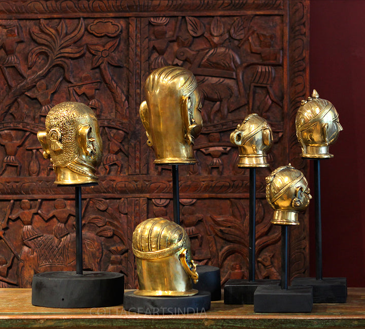 Set of Six -Brass Mukhlingams and Gauri Head