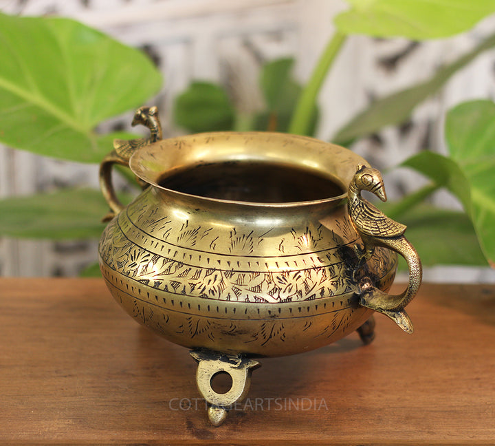 Brass Vintage Carved Planter