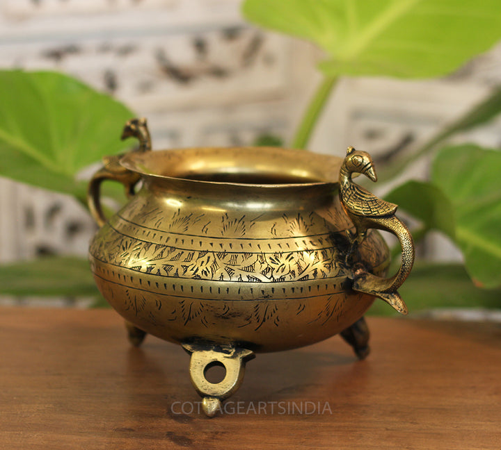 Brass Vintage Carved Planter