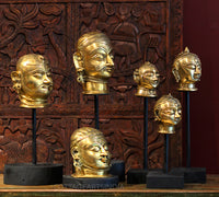 Set of Six -Brass Mukhlingams and Gauri Head