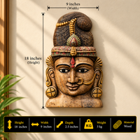 Wooden Parvathi Mask – Traditional Indian Wall Art