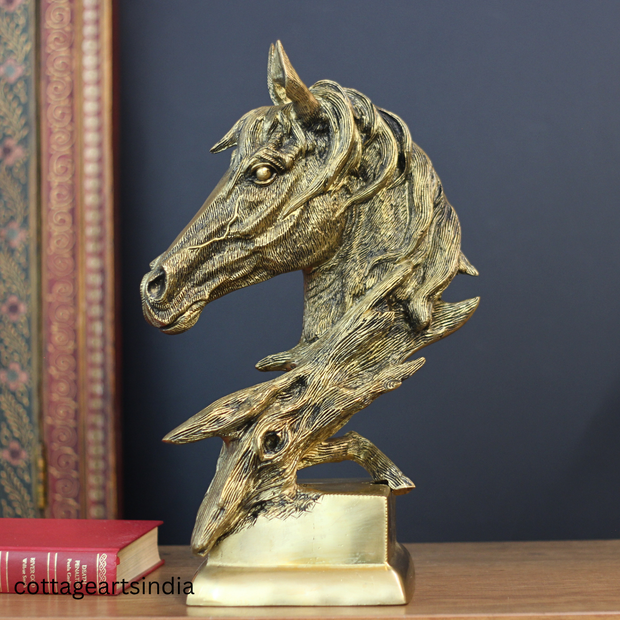 Handcrafted Brass Horse Sculpture | Equestrian Home Decor