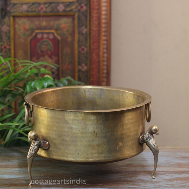 Brass Vintage Carved Planter