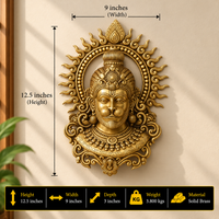 Handcrafted Brass Lord Hanuman Wall Hanging | Traditional Divine Face Brass Décor