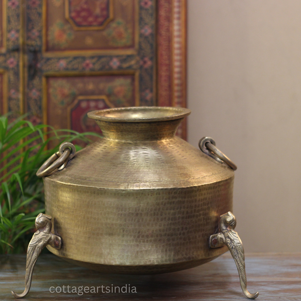 Brass Vintage Carved Planter
