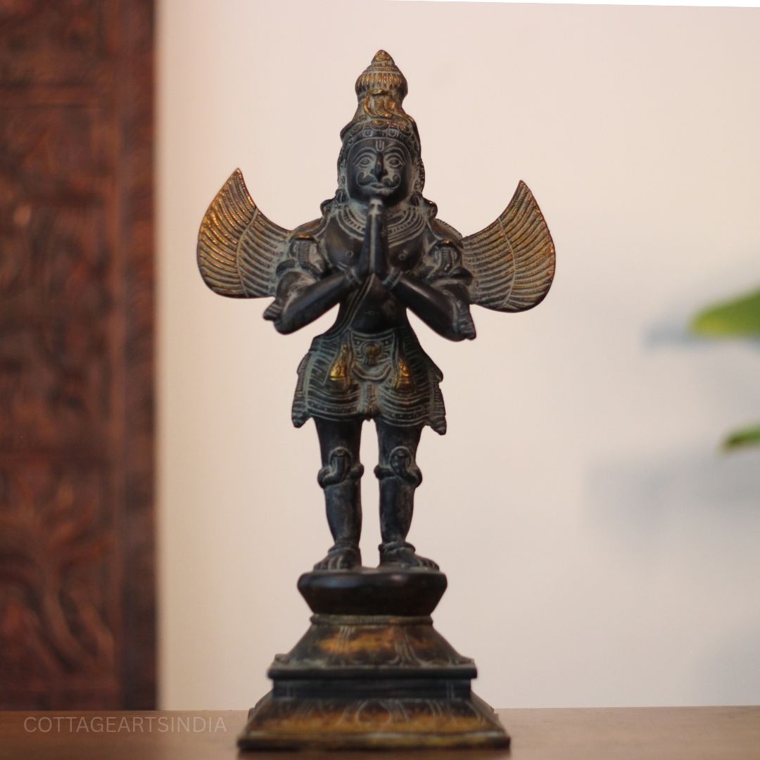 Brass Garuda Standing Black Rustic Finish -15"