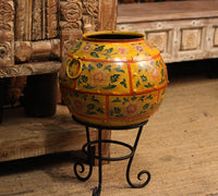 Handpainted Floral Antique Finished Pot