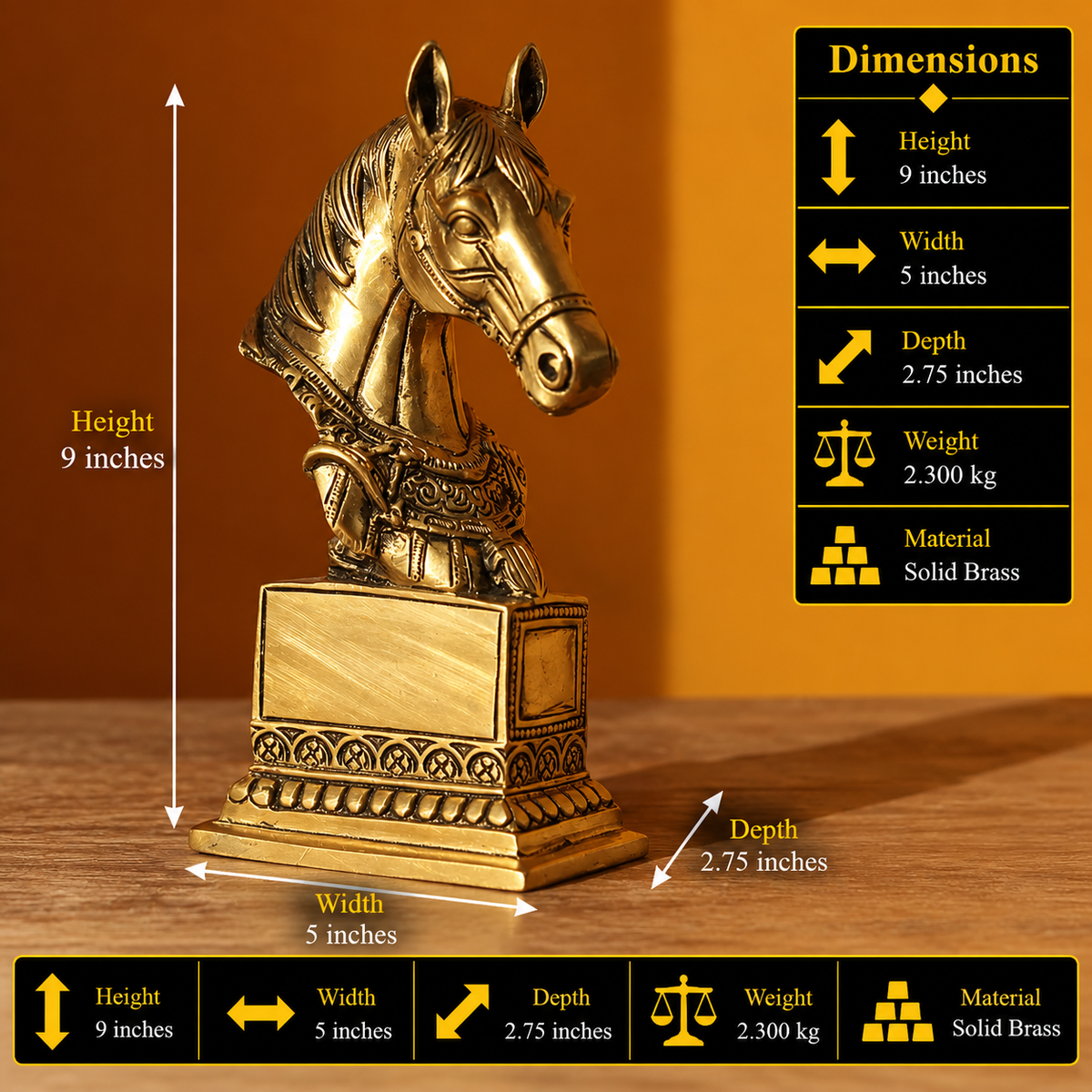 Brass Horse Bust