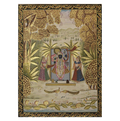 Lord Shrinathji Temple Scene with Peacocks