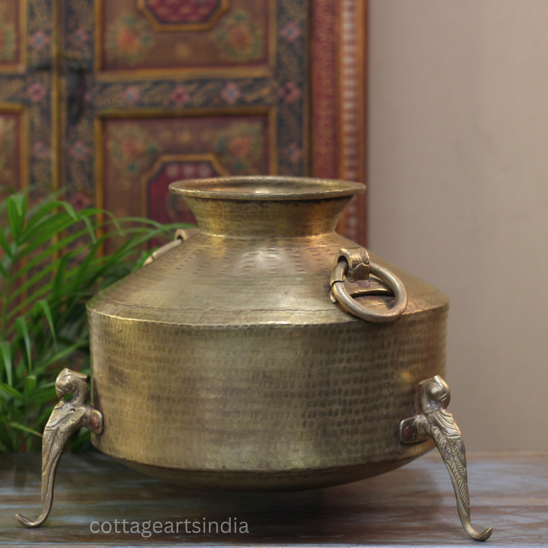 Brass Vintage Carved Planter