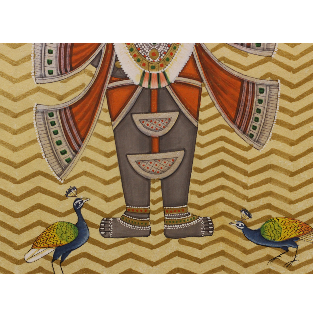 Sacred Shrinathji Pichwai Painting with Gold Accents on Paper