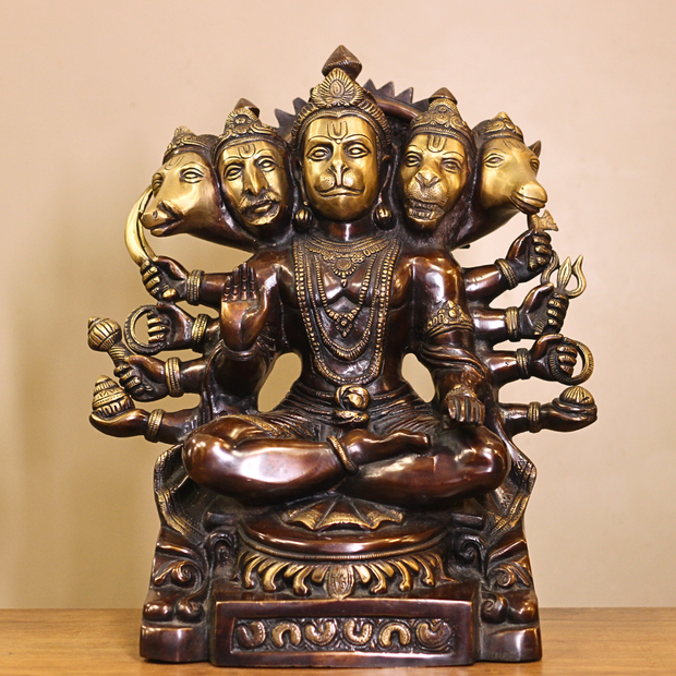 Brass Panchmukhi Hanuman 16"inches