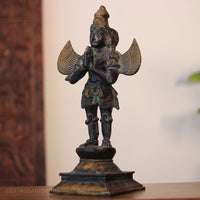 Brass Garuda Standing Black Rustic Finish -15"