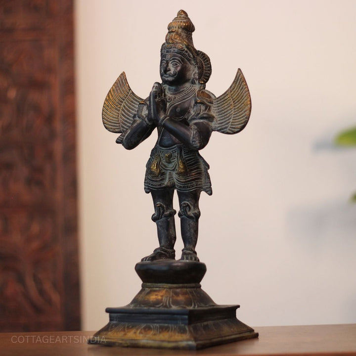 Brass Garuda Standing Black Rustic Finish -15"