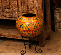 Handpainted Floral Antique Finished Pot