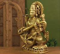 Brass Saraswati SuperFine Carving
