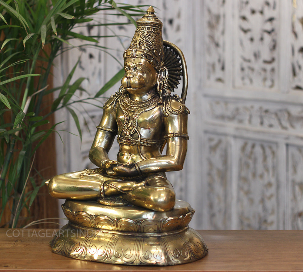 Brass Hanuman Meditative Posture