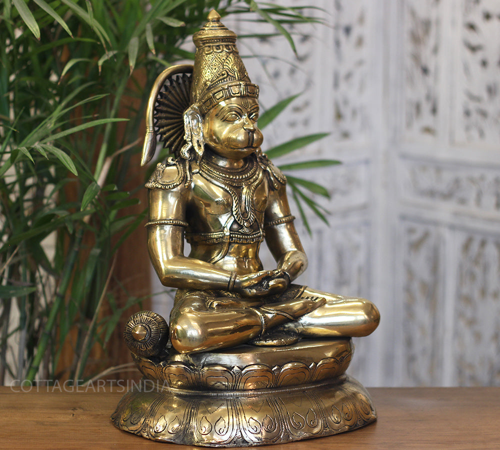 Brass Hanuman Meditative Posture