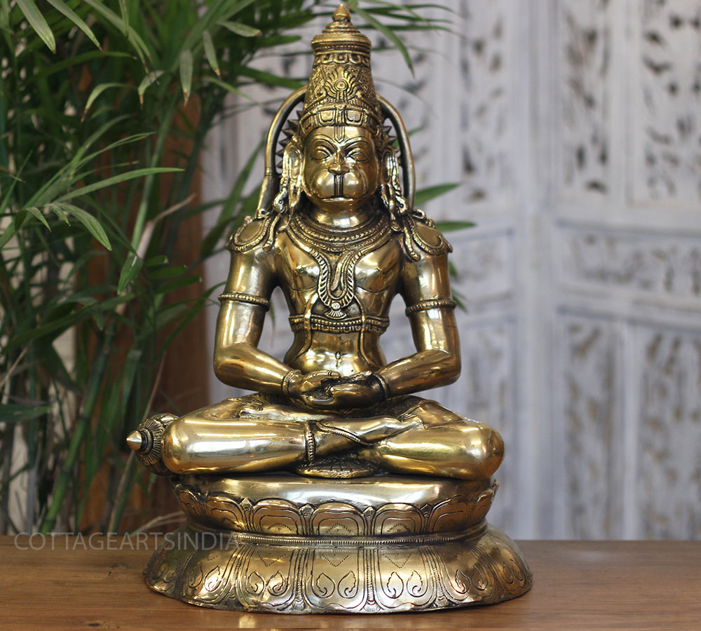 Brass Hanuman Meditative Posture