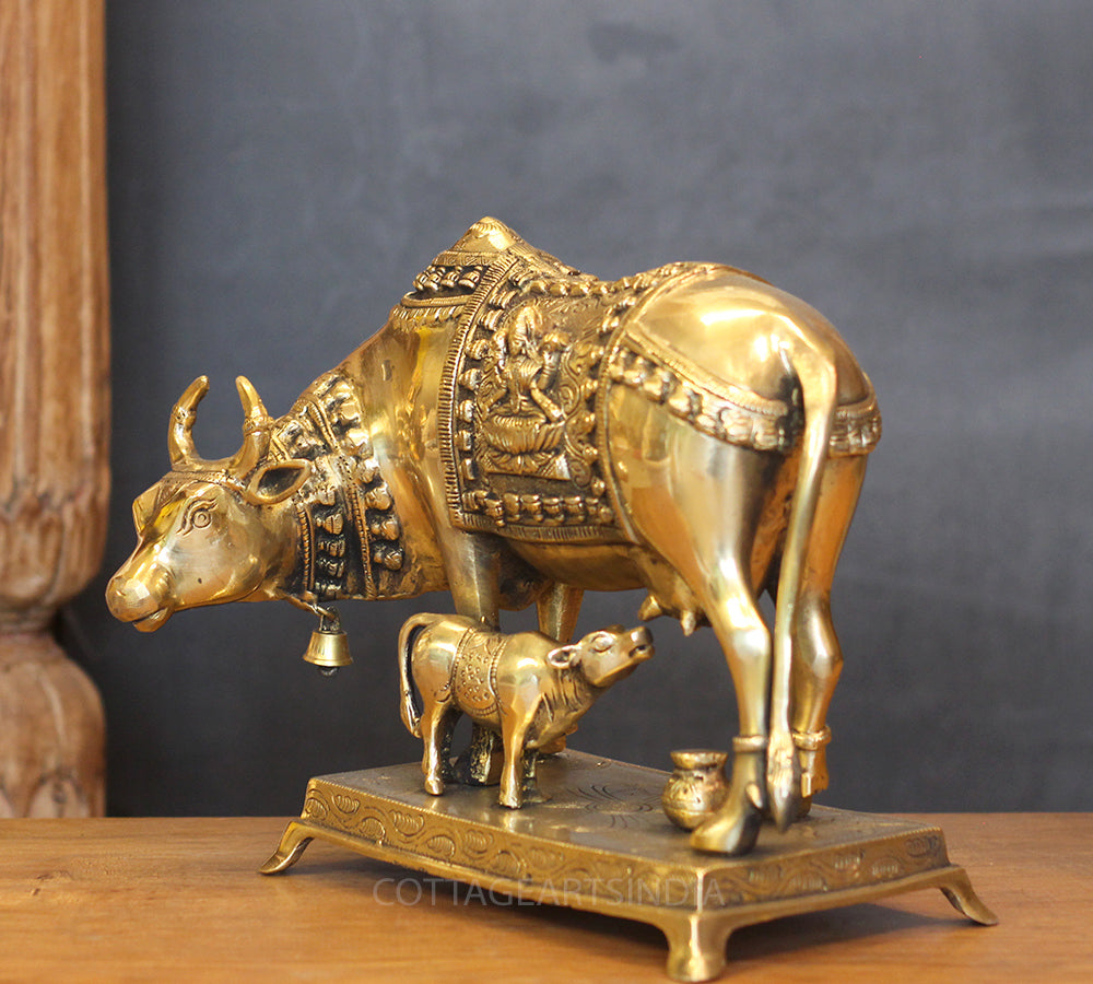 Brass Kamdhenu Cow with Calf