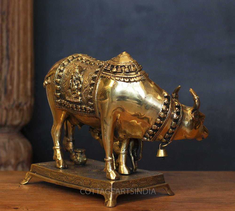 Brass Kamdhenu Cow with Calf