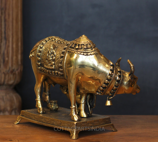 Brass Kamdhenu Cow with Calf