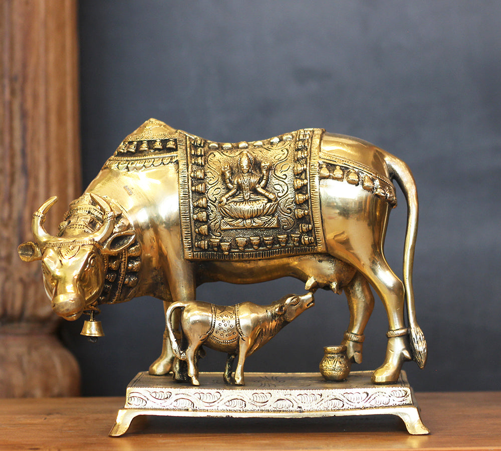 Brass Kamdhenu Cow with Calf