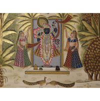 Lord Shrinathji Temple Scene with Peacocks