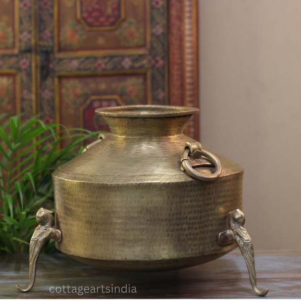 Brass Vintage Carved Planter