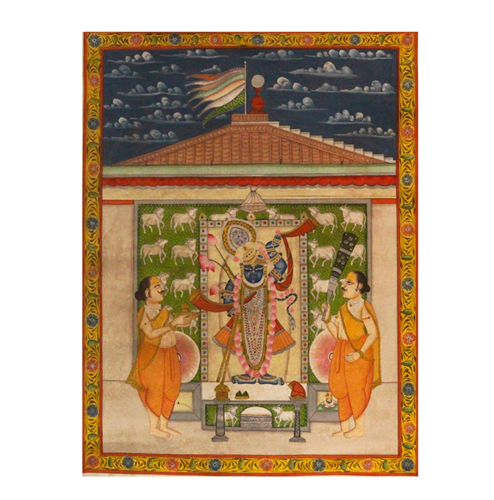 Traditional Pichwai Painting Shreenathji and Devotees