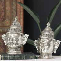 Silver Finished - Brass Shiva And Gauri Mukhlingam Mask
