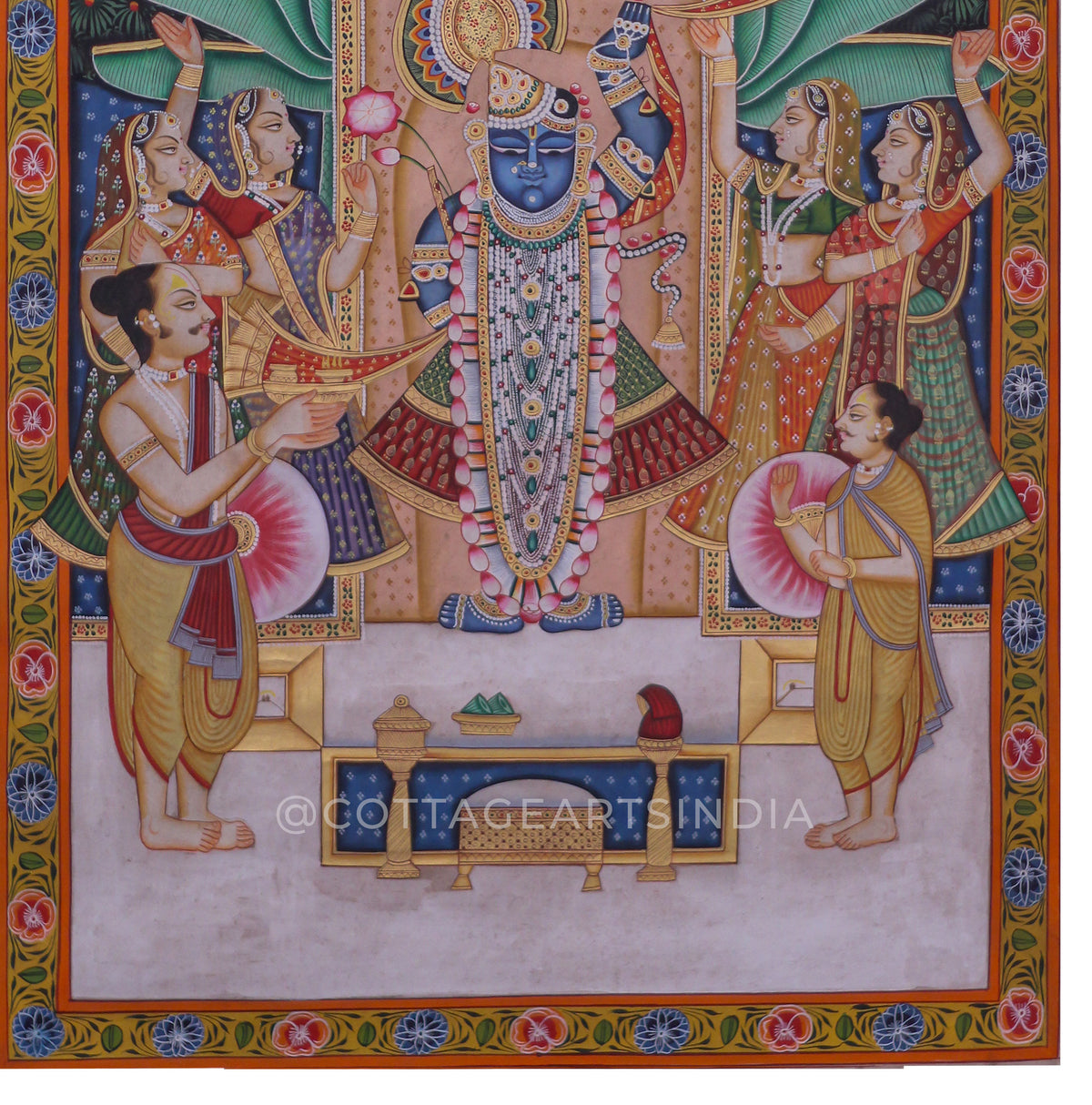 Shrinathji in Chandra Ratri Seva – Moonlit Nathdwara Pichwai