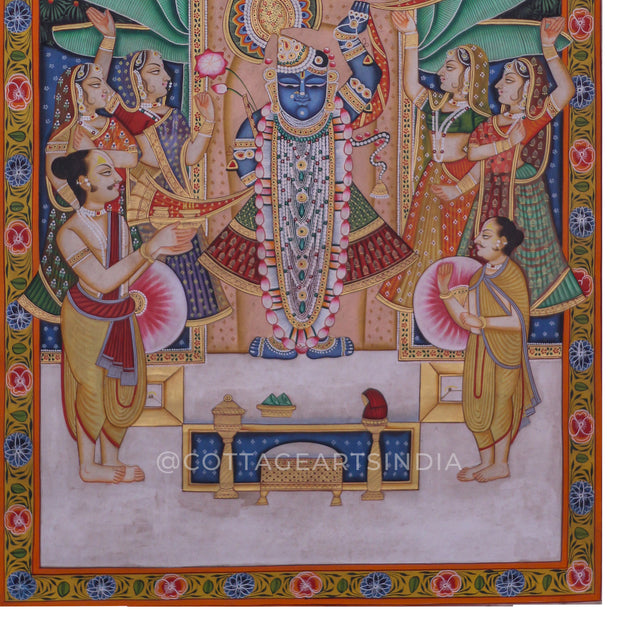 Shrinathji in Chandra Ratri Seva – Moonlit Nathdwara Pichwai