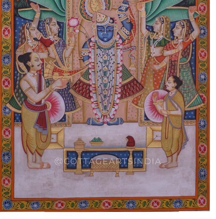 Shrinathji in Chandra Ratri Seva – Moonlit Nathdwara Pichwai