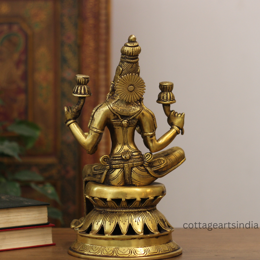 Brass Laxmi Sitting on Lotus 12.5''