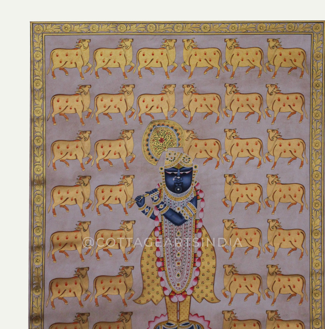 Pichwai Painting -Shreenathji With Sacred Cows