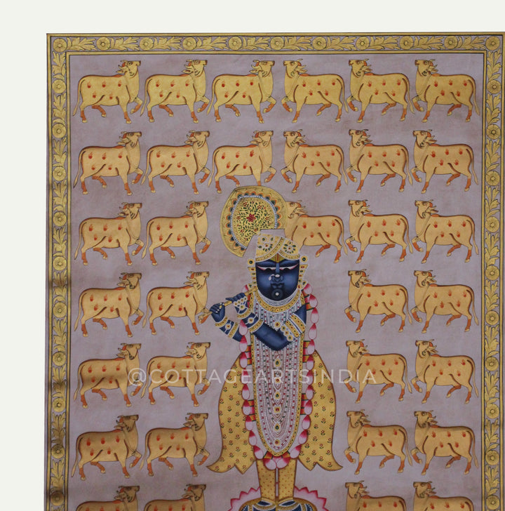 Pichwai Painting -Shreenathji With Sacred Cows